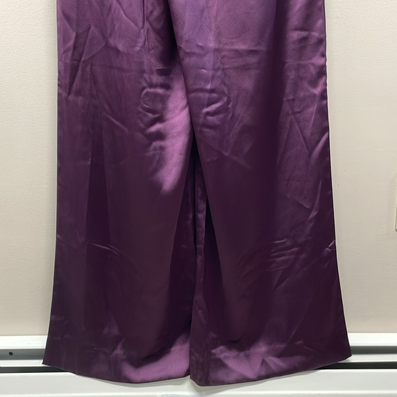 NWT Banana Republic Satin Wide Leg High Rise Trouser Pants Plum Purple 0 - Picture 6 of 16